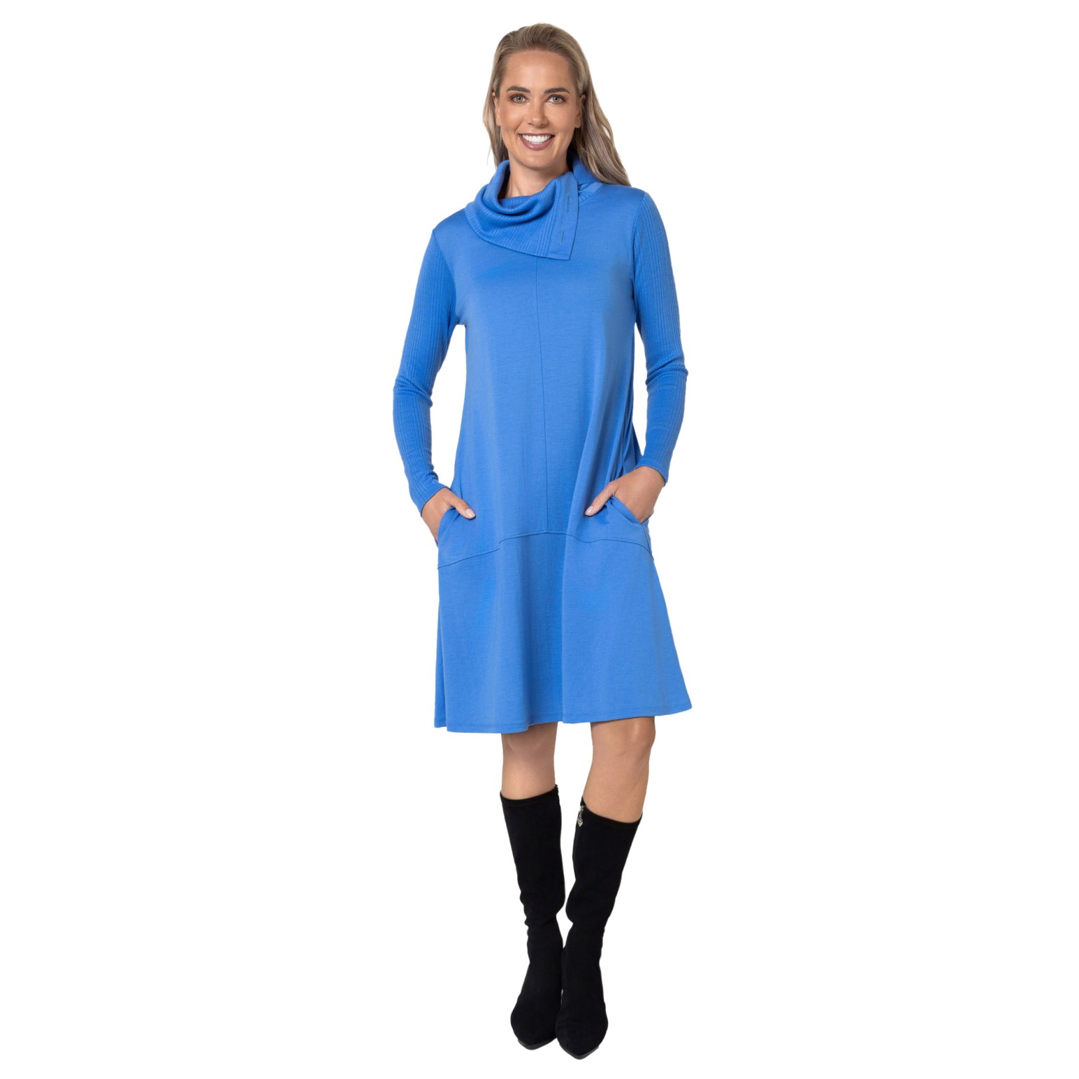 B Merino Cowl Neck Dress